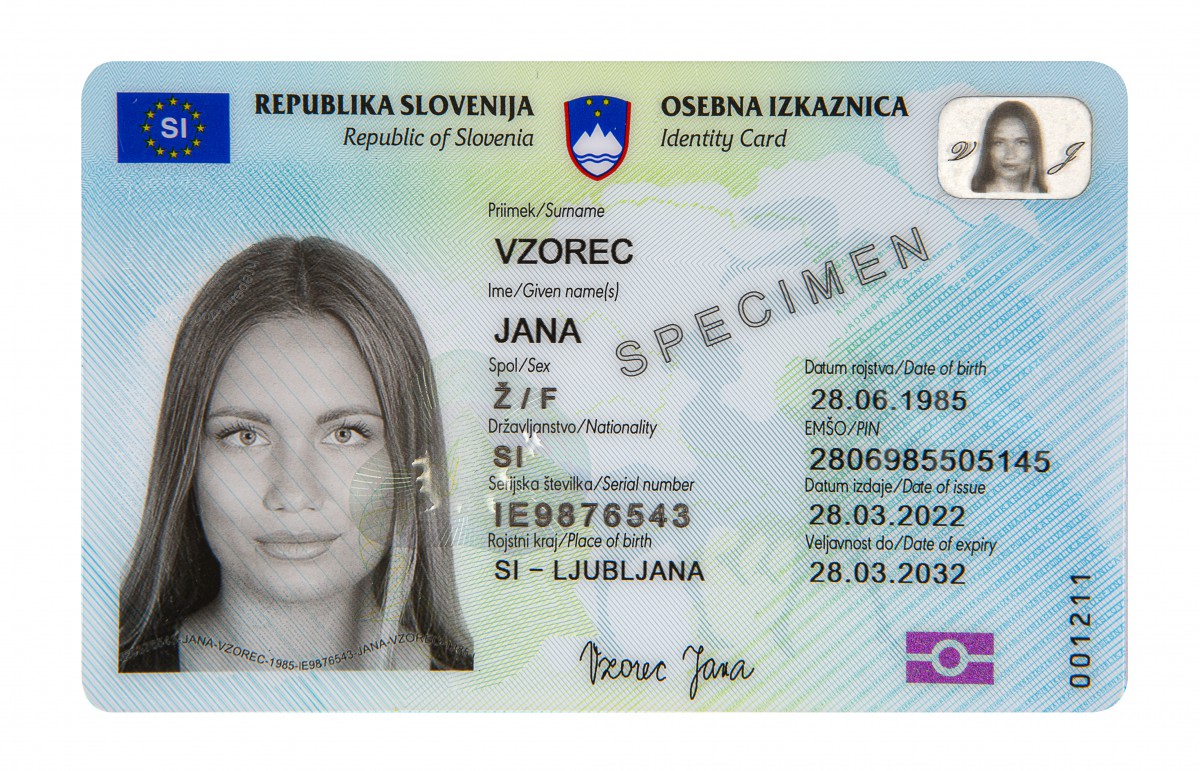 Vzorec nove biometrične osebne izkaznice | Avtor Ministrstvo za notranje zadeve