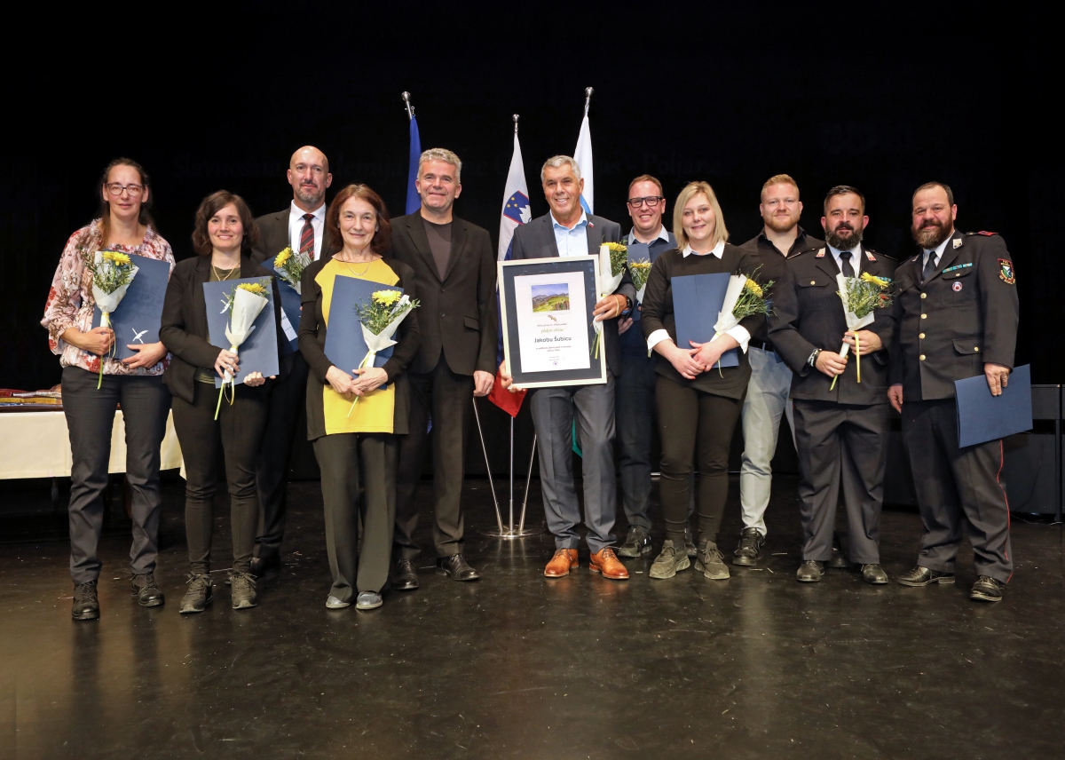Nagrajenci občine Gorenja vas - Poljane za leto 2025. Foto: Viktor Debelak